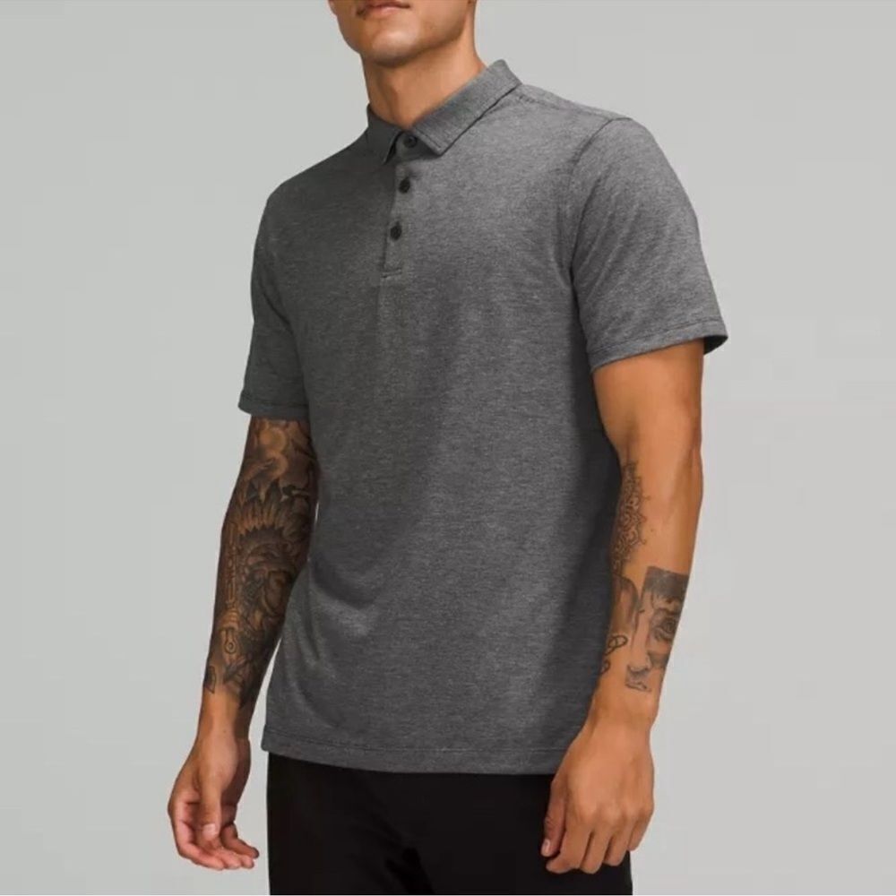 Lululemon Evolution Polo Short Sleeve Shirt Charcoal Heathered Grey Size Small